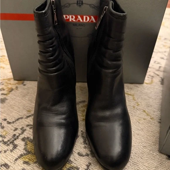 Prada Black Heeled Leather Boots - Picture 10 of 16